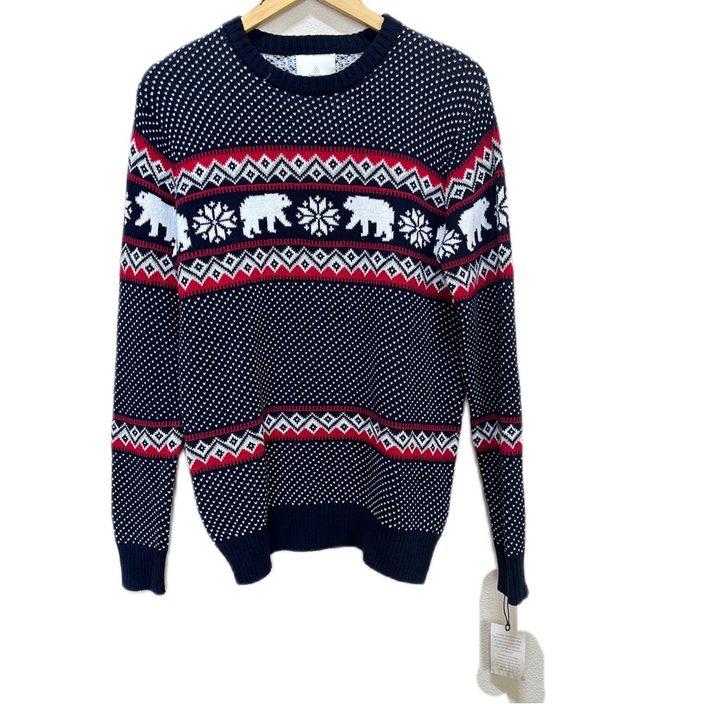 Aspen Sweater Polar‎ Bear Snowflake Fair Isle Blue Christmas Men’s Small New